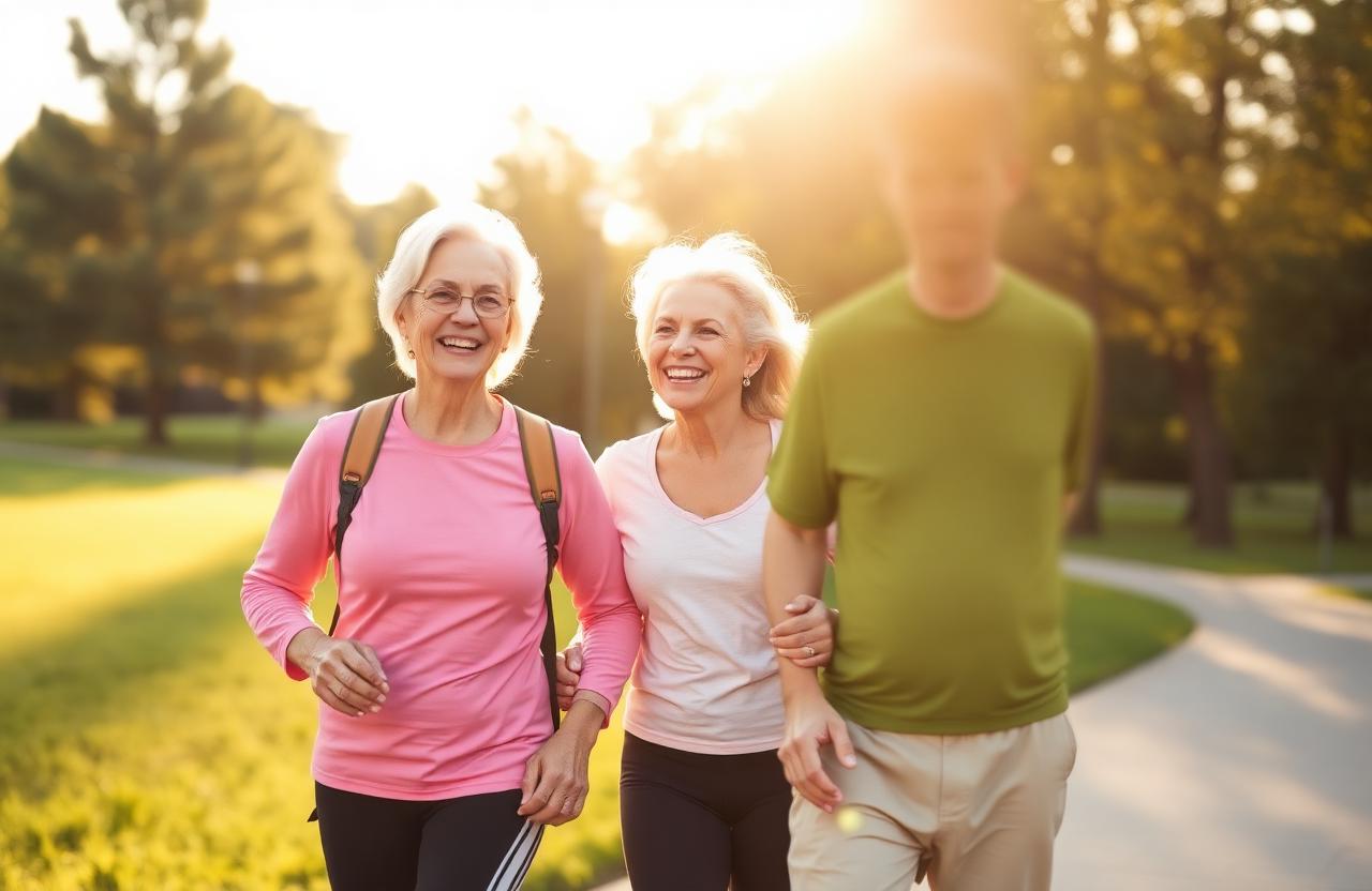 An active mature couple enjoying a sunny walk — the lifestyle TruRelieve users aspire to maintain